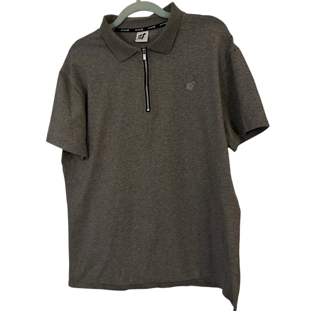 Men’s Jed North zippered polo pullover shirt in gray. Men’s size large